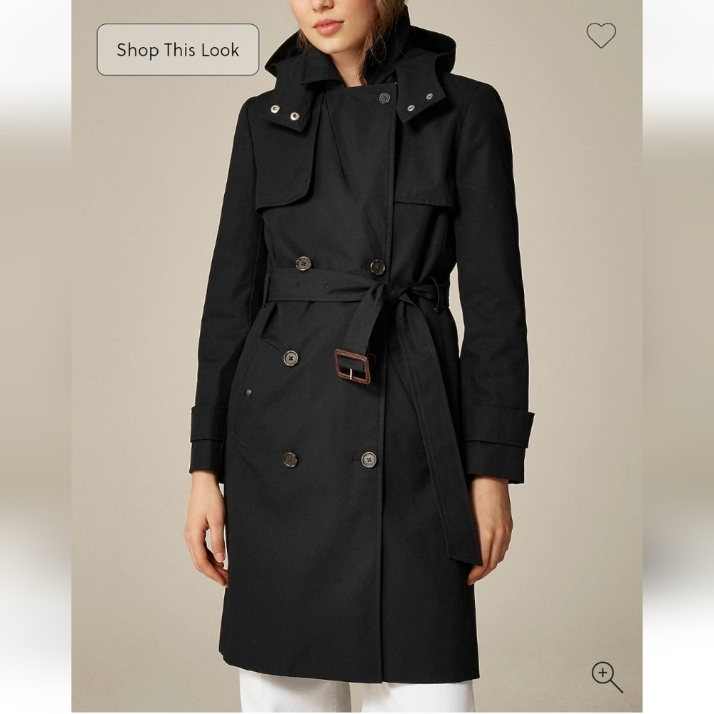 J Crew Icon trench coat BF456 Size 8 NWT Black